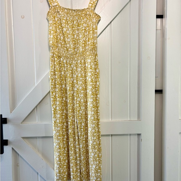 Boden Floral Golden Yellow Romper Feminine Vacation Comfort 4P - Picture 3 of 8